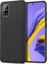 Samsung Galaxy A51 Hoesje Twill Slim Textuur Zwart