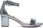 Sacha - Dames - Minimal sandalen met hak metallic zilver - Maat 38