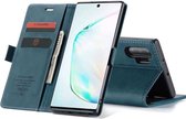 Samsung Galaxy Note 10+ Bookcase hoesje - CaseMe - Effen Blauw - Kunstleer