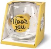 Wijnglas - Waterglas - Speciaal voor jou… - Gevuld met toffeemix - In cadeauverpakking met gekleurd lint