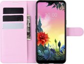 LG K50S Portemonnee Hoesje met Standaard Roze