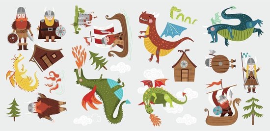 Stickers muraux Colocataires Dragons & Vikings Vinyl 23 Pièces