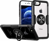 Hoesje Geschikt voor iPhone 7 / 8 Luxe Back Hoesje & Metale Ring houder - Zwart