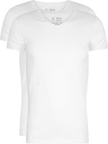 RJ Bodywear Everyday - Den Bosch - 2-pack - stretch T-shirt V-hals - wit -  Maat M