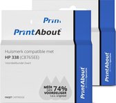 PrintAbout - Inktcartridge / Alternatief voor de HP C8765EE (nr 338) / Zwart 2-pack