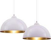 B.K.Licht - 2 Wit Gouden Hanglampen - metalen - voor binnen - eetkamer - voor woonkamer - industrieel - pendellamp - E27 fitting - excl. lichtbron - set van 2