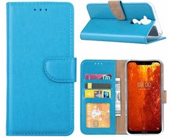 Samsung Galaxy A7 2018 Turquoise telefoon hoesje met pasjeshouder TPU Lederen Hoesje - van Bixb