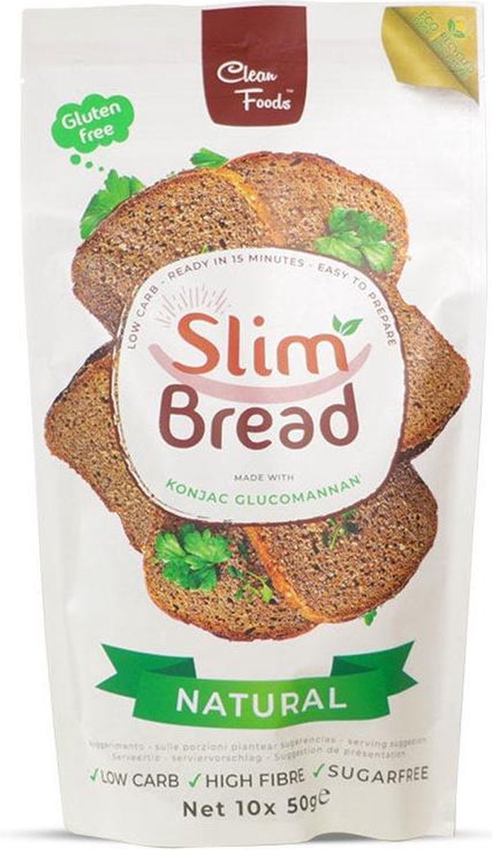 Goedkoopste 1x SlimBread • 70 minder calorieën • Tarwebloemvrij • Glutenvrij • Suikervrij • Heerlijk van smaak • Voor elk dieet