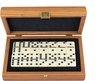 Afbeelding van het spelletje Domino set ultraluxe - Walnoot design - 24x17 cm  Top Kwaliteit