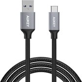 Aukey Gevlochten USB-C Kabel 2 Meter Zwart