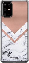 Samsung S20 Plus hoesje siliconen - Rose gold marble | Samsung Galaxy S20 Plus case | multi | TPU backcover transparant