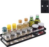 RVS wandmontage keuken rek opknoping kruiderij houder (zwart)