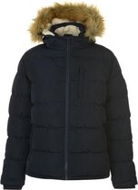 SoulCal - Gewatteerde Winterjas met Afneembare Bontkraag - Heren - Donkerblauw - Navy - M