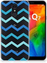 LG Q7 TPU bumper Zigzag Blauw