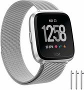 Fitbit Versa 1/2 en lite Milanese band (zilver) - Afmetingen: Maat L