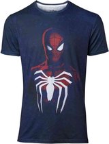 Marvel Spiderman Heren Tshirt -M- Acid Wash Blauw