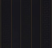 STREPEN MET GRIEKSE SLEUTEL BEHANG | Design - zwart goud - A.S. Création Versace 3