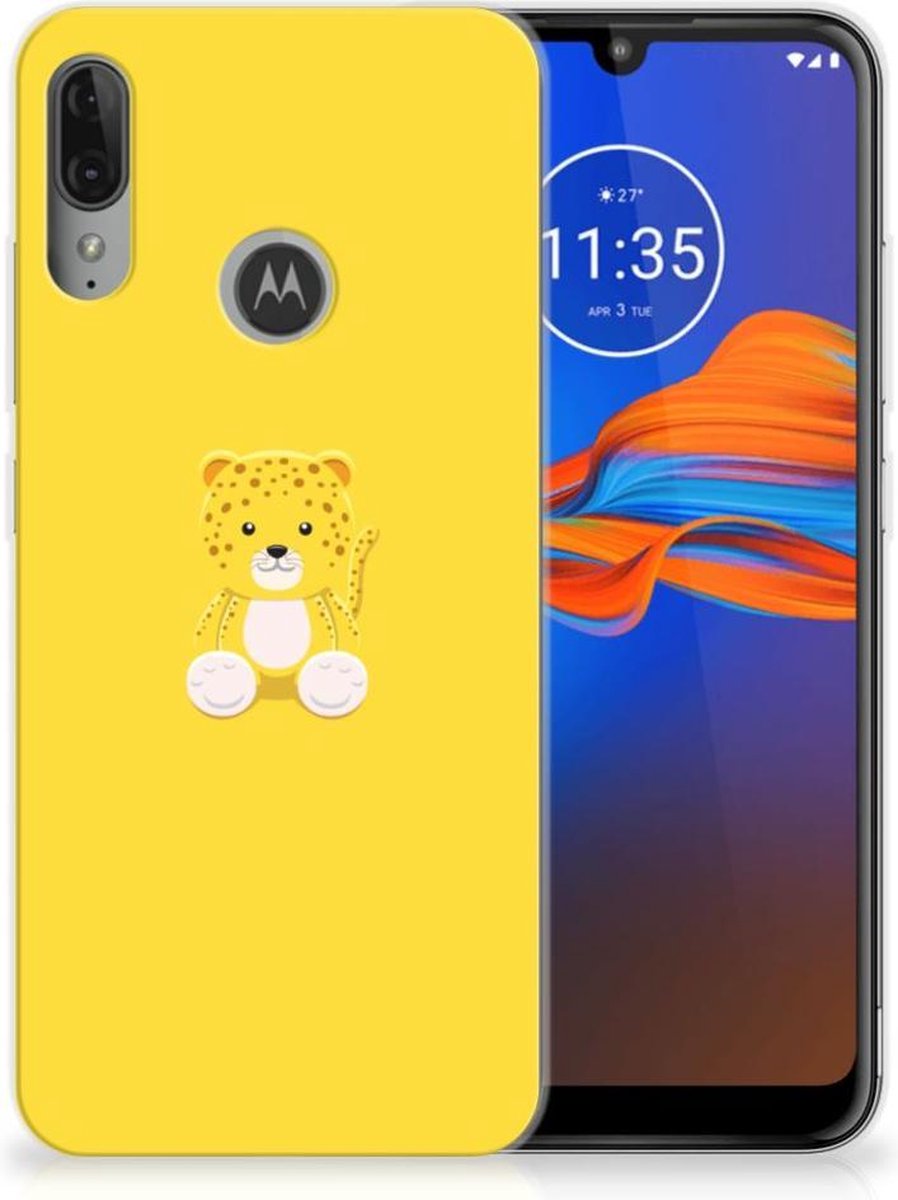Motorola Moto E6 Plus Telefoonhoesje met Naam Baby Leopard