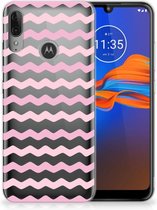 GSM Hoesje Motorola Moto E6 Plus TPU bumper Waves Roze