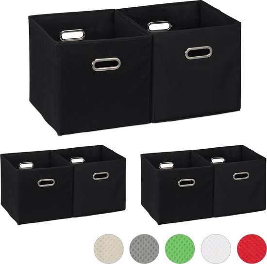 Relaxdays 6x opbergbox stof - opvouwbaar - opbergmand - 30 cm - kast  organizer – zwart | bol.com