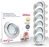 B.K.Licht - Inbouwspots - LED - 6 stuks - ronde - vor binnen - met GU10 - kantelbaar - spotjes inbouw - IP23 - Ø8.6cm - 3.000K - 250Lm - 3W - nikkel