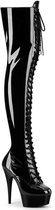 EU 36 = US 6 | DELIGHT-3023 | 6 Heel, 1 3/4 PF Lace-Up Stretch Thigh Boot, Side Zip