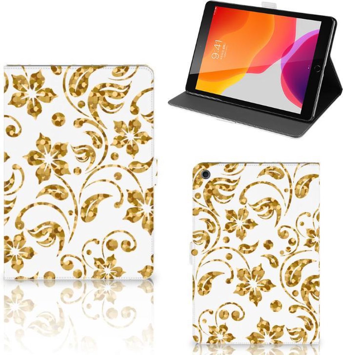 iPad 10.2 2019 | iPad 10.2 2020 | 10.2 2021 Tablet Cover Gouden Bloemen