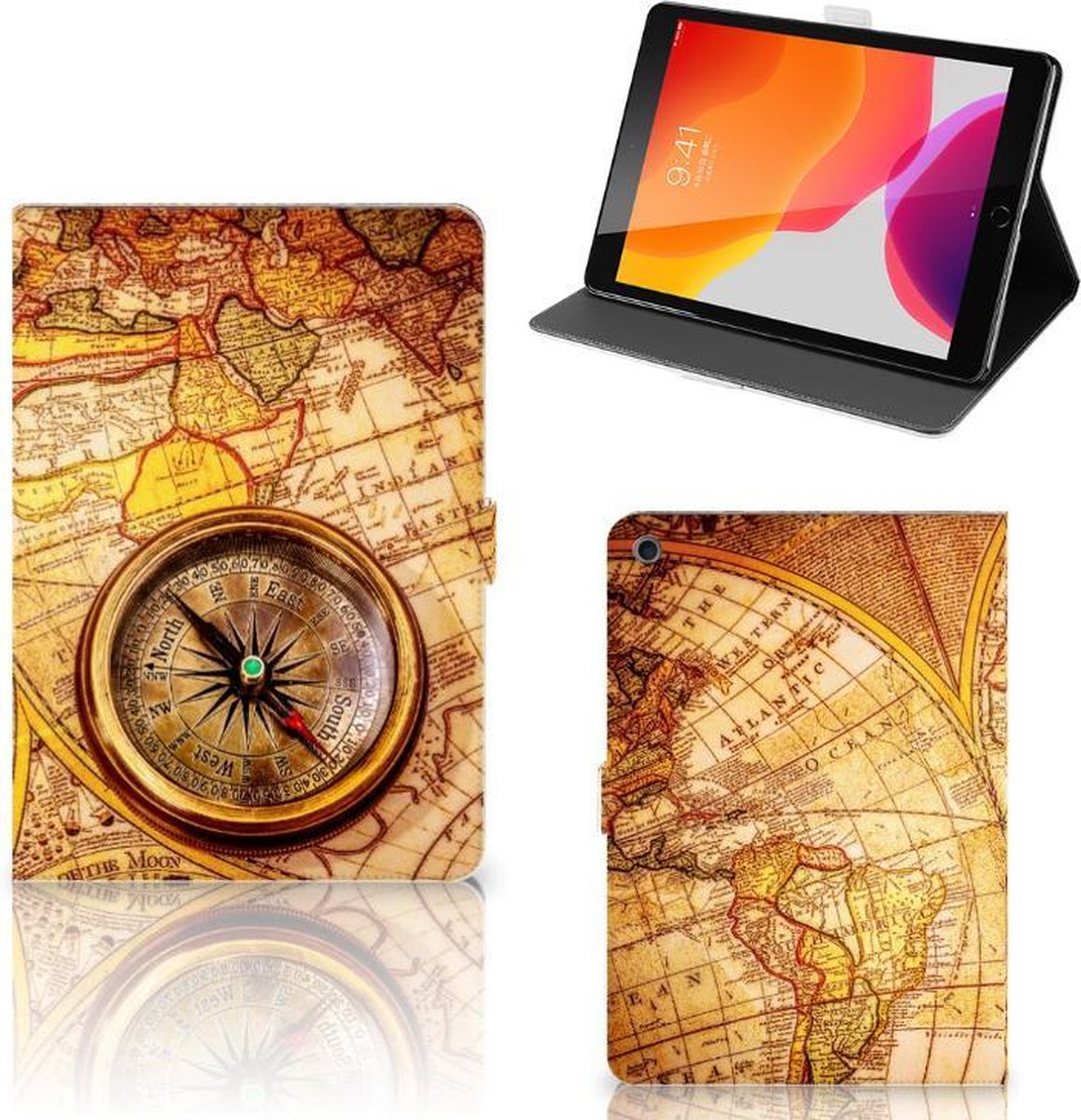 Book Case voor iPad 10.2 2019 | iPad 10.2 2020 | 10.2 2021 Tablet Flip Case Kompas