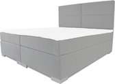 Boxspring Rome - Vaste luxe box - Pocketvering matras + Topper - 140 x 200 - 4 vakken - Grijs - L poten