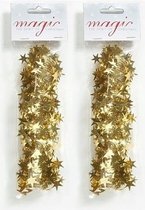 2x Kerstslingers goud 750cm - Guirlandes folie lametta - Gouden kerstboom versieringen
