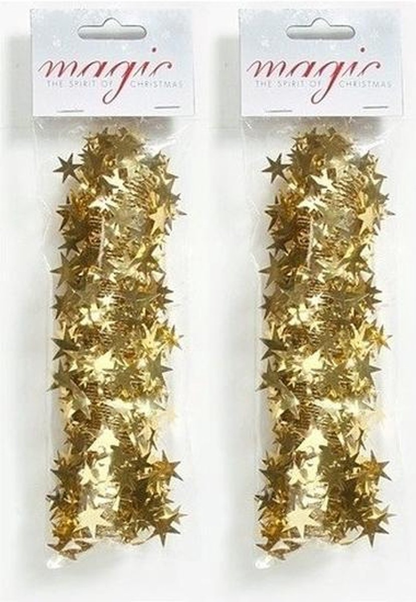 2x Kerstslingers goud 750cm - Guirlandes folie lametta - Gouden kerstboom versieringen