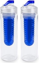 2x Bouteille / bouteille d'eau transparente avec infuseur / filtre aux fruits bleus 700 ml - Bouteille de sport - Sans BPA