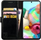 Rosso Element Book Case Wallet Hoesje Geschikt voor Samsung Galaxy A51 | Portemonnee | 3 Pasjes | Magneetsluiting | Stand Functie | Zwart