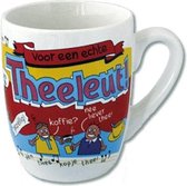 Mok - Cartoon Mok - Voor een echte Theeleut - Gevuld met een dropmix - In cadeauverpakking met gekleurd lint