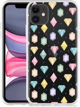 Geschikt voor Apple iPhone 11 Hoesje Diamonds - Designed by Cazy