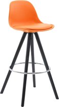 Clp Franklin Barkruk - Rond frame - Kunststof & Kunstleer - Oranje - Kleur onderstel : zwart (eiken)
