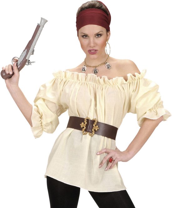 WIDMANN - Beige piraten blouse voor vrouwen - Volwassenen kostuums