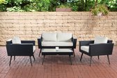 Clp Kiruna Loungeset - 1,25 mm vlak polyrattan - zwart - 40 cm (donkergrijs) crème wit