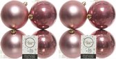 8x Oud roze kunststof kerstballen 10 cm - Mat/glans - Onbreekbare plastic kerstballen - Kerstboomversiering oud roze