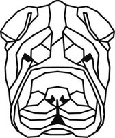 Shar Pei Geometrisch Hout 70 x 84 cm Black - Honden - Wanddecoratie