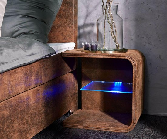 Nachtkastje Oscar big bruin 50cm hoog met LED-verlichting nachtkastje |  bol.com