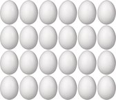 24x Piepschuim ei decoratie 8 cm hobby/knutselmateriaal - Knutselen DIY eieren beschilderen - Pasen thema paaseieren eitjes wit