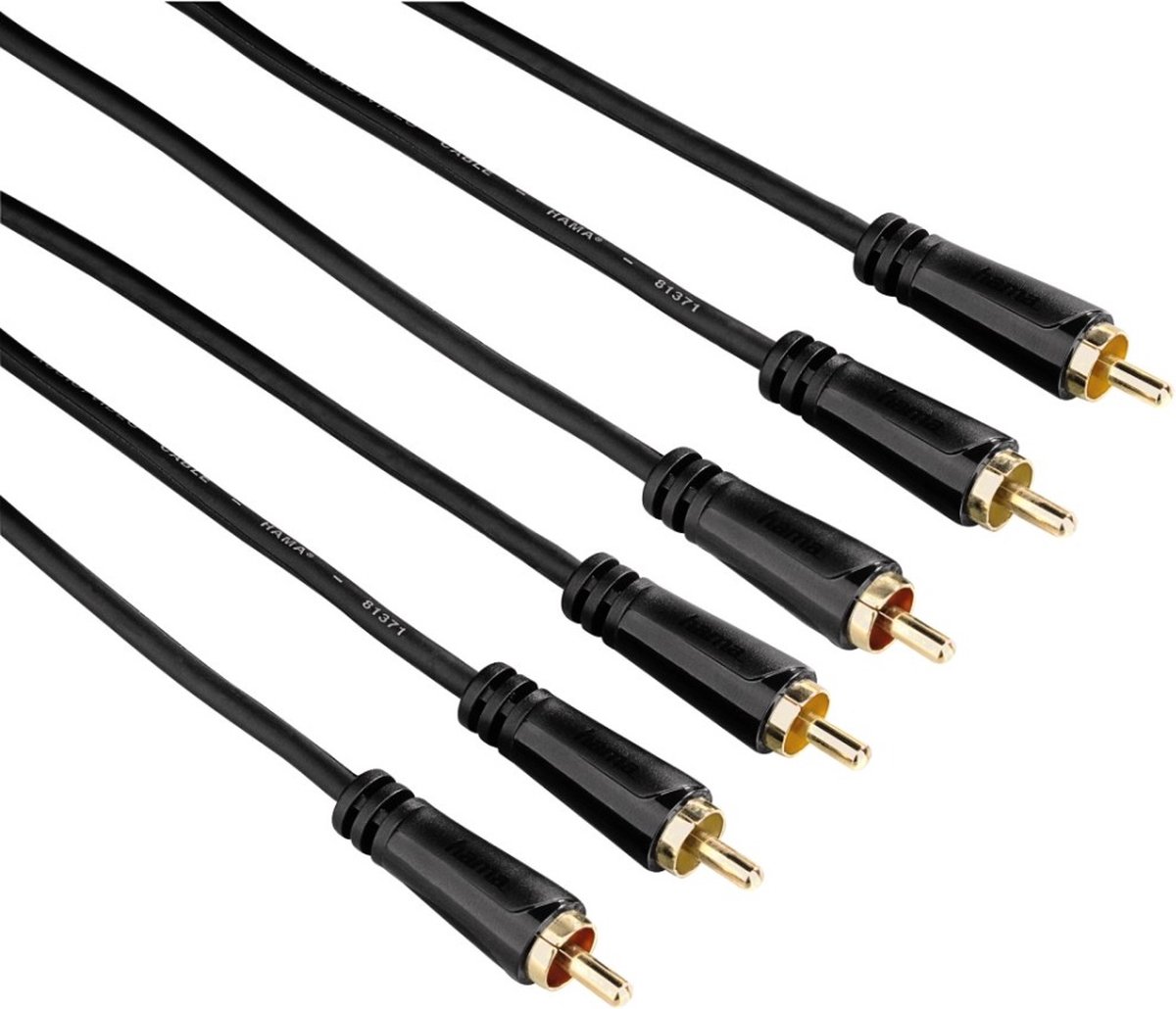 Hama audio/video kabel 3 cinch Gold 3M, 3 ster