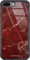 iPhone 8 Plus/7 Plus hoesje glass - Marmer rood | Apple iPhone 8 Plus case | Hardcase backcover zwart