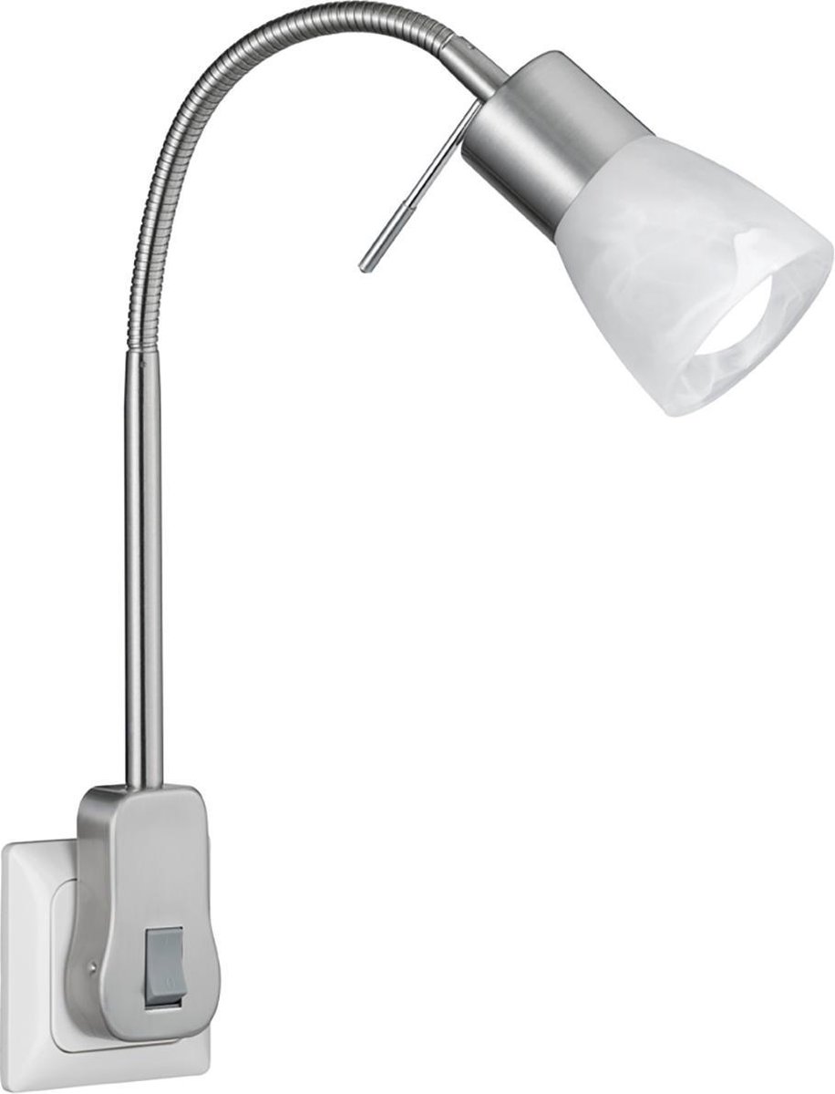 Stekkerlamp met Schakelaar - Trion Levino - E14 Fitting - 6W - Warm Wit 3000K - Mat Nikkel - Aluminium - BES LED