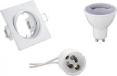LED Spot Set - Trion - GU10 Fitting - Dimbaar - Inbouw Vierkant - Mat Wit - 6W - Natuurlijk Wit 4200K - Kantelbaar 80mm - BES LED