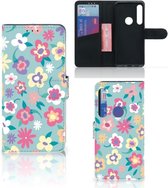 Protection Housse Motorola One Action Portefeuille Flower Power