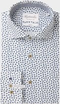 Wit bijenprint Michaelis Overhemd (Extra Lange Mouw)-boordmaat: 43/7