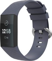 Siliconen Smartwatch bandje - Geschikt voor  Fitbit Charge 4 silicone band - grijsblauw - Maat: S - Horlogeband / Polsband / Armband