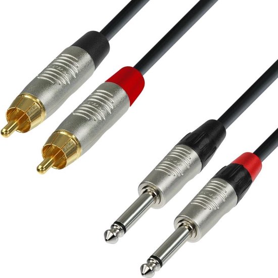 adam hall K4TPC0150 audio kabel 1,5 m 2 x RCA 2 x 6.35mm Zwart | bol.com
